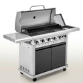 Propane Gas Grill Combo Built for Outdoor Cooking, 6 Burners, 740 Sq In Area, Side Burner, 52K BTU