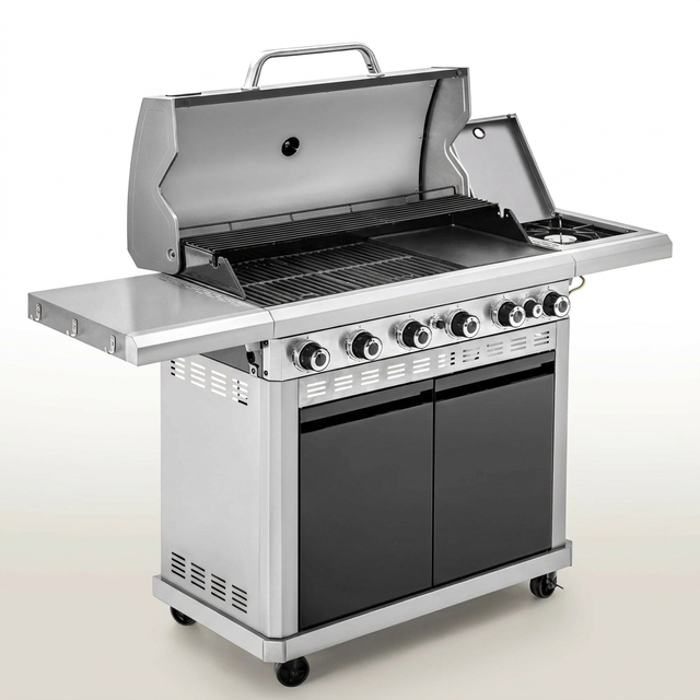 6 Burner Propane Gas Grill and Griddle Combo with Side Burner 740 Sq. In. Large Cooking Area 52,000 but Output BBQ Grill — Studio Shot
