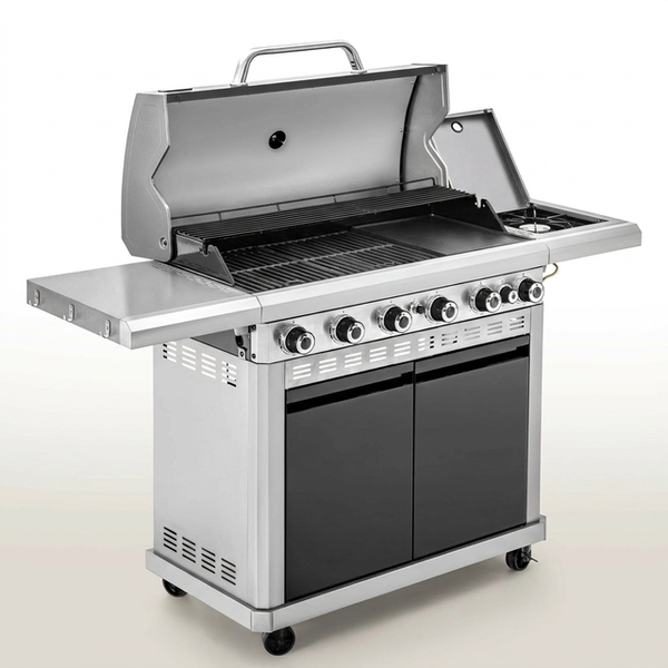 6 Burner Propane Gas Grill and Griddle Combo with Side Burner 740 Sq. In. Large Cooking Area 52,000 but Output BBQ Grill — Studio Shot