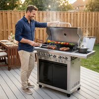 6 Burner Propane Gas Grill and Griddle Combo with Side Burner 740 Sq. In. Large Cooking Area 52,000 but Output BBQ Grill — Lifestyle