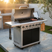 6 Burner Propane Gas Grill and Griddle Combo with Side Burner 740 Sq. In. Large Cooking Area 52,000 but Output BBQ Grill — Studio Shot