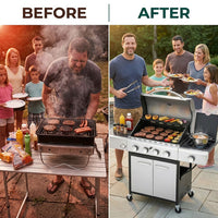 4 Burner Propane Gas Outdoor Grill with Side Burner Stainless Steel BBQ Grill — Before & After