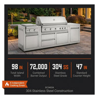 BBQ Island Outdoor Kitchen Kits, 4-Burner 72000 BTU Stainless Steel Modular 98 Inch Natural Gas Outdoor Kitchen Bar Barbecue Island Grill with Refrigerator and Sink for Patio Backyard — Results & Stats