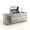 Outdoor Kitchen Island Designed for Backyard Cooking, 4-Burner 72000 BTU, Stainless Steel, 98 Inch Modular