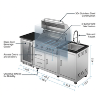 BBQ Island Outdoor Kitchen Kits, 4-Burner 72000 BTU Stainless Steel Modular 98 Inch Natural Gas Outdoor Kitchen Bar Barbecue Island Grill with Refrigerator and Sink for Patio Backyard — How It Works