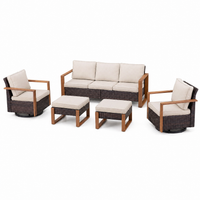 Outdoor Wicker Patio Furniture Set Built for All-Weather Comfort, Deep Seating, Swivel Rockers, Fire Pit Table