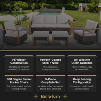 Luxury Outdoor Wicker Patio Furniture Set,5 Piece Deep Seating Outdoor Conversation Set with Patio Swivel Rocker Patio Chairs,Rattan Couch and Ottomans for Deck Porch Poolside — Results & Stats