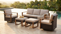 Luxury Outdoor Wicker Patio Furniture Set,5 Piece Deep Seating Outdoor Conversation Set with Patio Swivel Rocker Patio Chairs,Rattan Couch and Ottomans for Deck Porch Poolside — Lifestyle