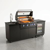 Outdoor Kitchen Island Built for Backyard Entertaining, 72000 BTU Grill, 304 Stainless Steel, Granite Countertops — Studio Shot
