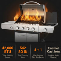 4 Burner Propane Gas Outdoor Grill with Side Burner Stainless Steel BBQ Grill — Results & Stats