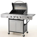 Propane Gas Grill Built for Outdoor Cooking, 42,000 BTU, 542 Sq In Cooking Area, Side Burner, Stainless Steel
