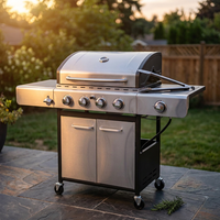 4 Burner Propane Gas Outdoor Grill with Side Burner Stainless Steel BBQ Grill — Studio Shot