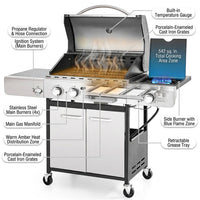 4 Burner Propane Gas Outdoor Grill with Side Burner Stainless Steel BBQ Grill — How It Works