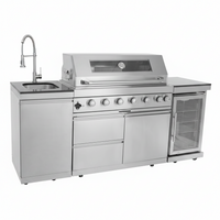 Outdoor Kitchen Island Designed for Backyard Cooking, 4-Burner 72000 BTU, Stainless Steel, 98 Inch Modular