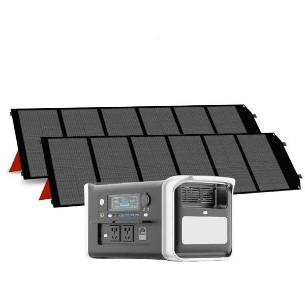 1800W Solar Generator Lifepo4 BAT Power Station for Outages Camping Outdoor Activities with 200W Foldable Solar Panel Charger